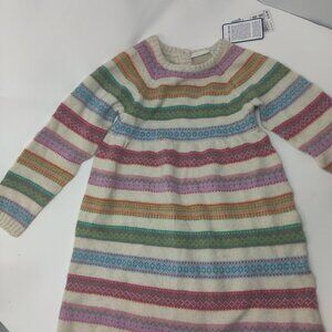 JoJo Maman Bebe Sweater Dress Wool Cashmere Blend Striped Girls 3T 4T